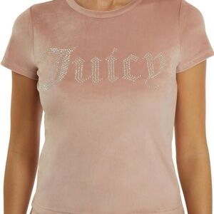 Juicy Couture Pink Velour 'Juicy' Logo Tee